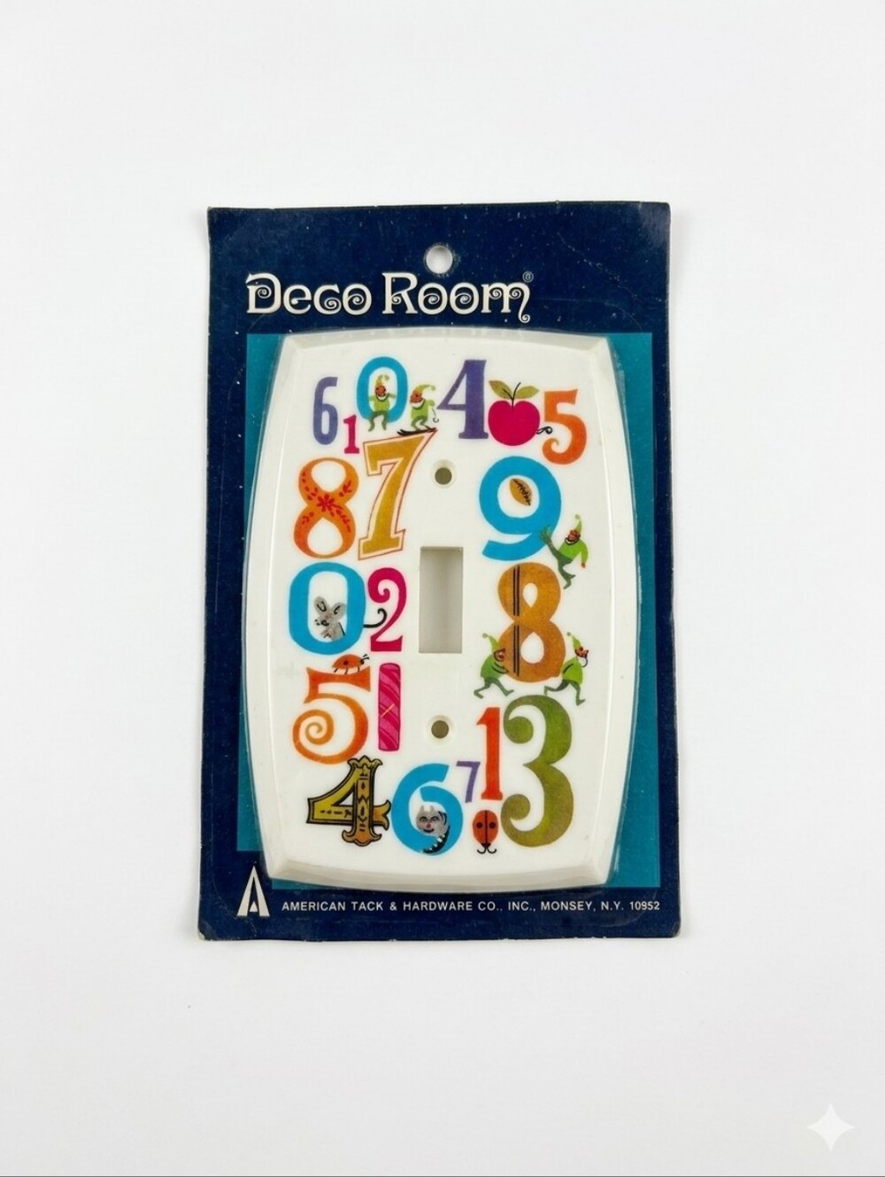 Vintage 1970s Deco Room Number Themed Light Switch Plate Cover - New